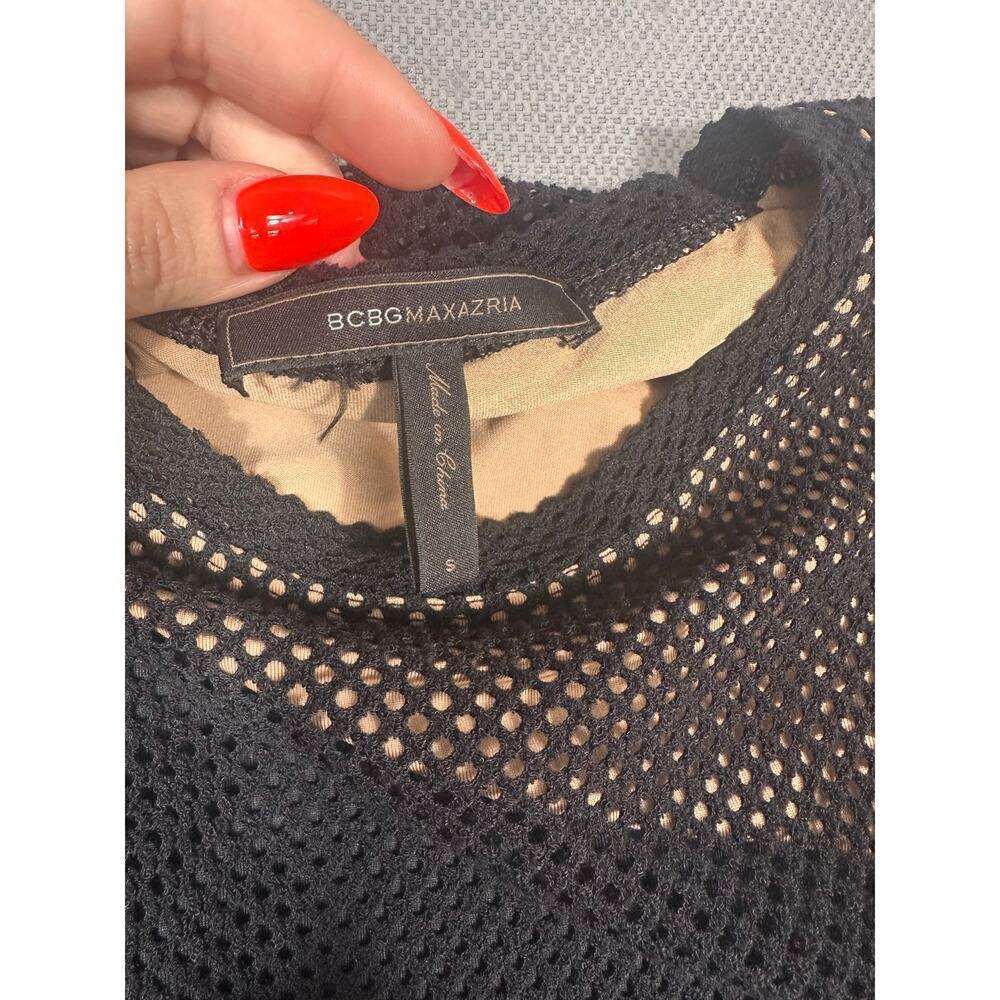 BCBGMAXAZRIA Black Mesh Long Sleeve Dress Size S - Picture 7 of 7